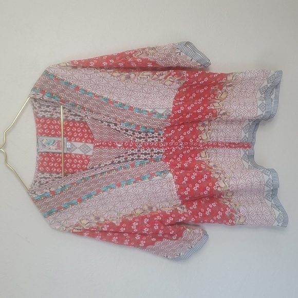 Johnny Was Tops - Johnny Was Floral Embroidered Button Front Shirt Size Medium